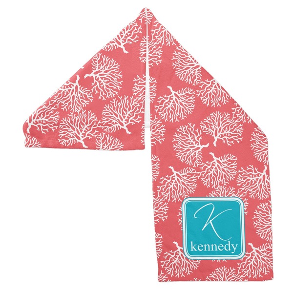 Coral & Teal Sports Towel Folded - Both Sides Showing