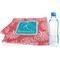 Coral & Teal Sports Towel Folded with Water Bottle