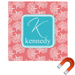 Coral & Teal Square Car Magnet - 6" (Personalized)