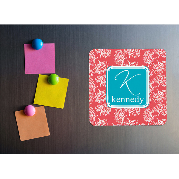 Coral & Teal Square Fridge Magnet - LIFESTYLE