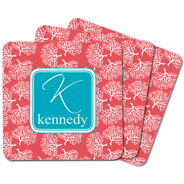 Coral & Teal Square Fridge Magnet - MAIN