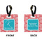 Coral & Teal Square Luggage Tag (Front + Back)
