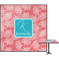 Coral & Teal Square Table Top - 24" (Personalized)