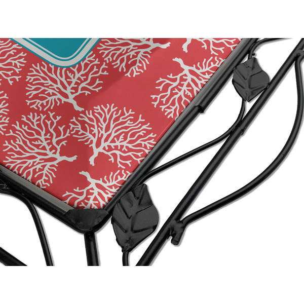 Coral & Teal Square Trivet - Detail