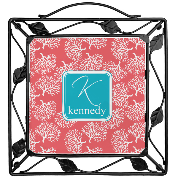Custom Coral & Teal Square Trivet (Personalized)