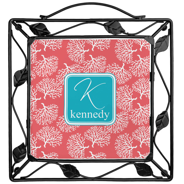 Custom Coral & Teal Square Trivet (Personalized)