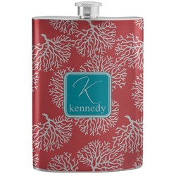 Coral & Teal Stainless Steel Flask (Personalized)