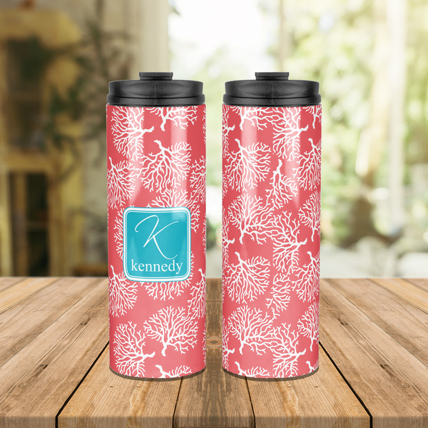 Coral & Teal Stainless Steel Tumbler - Lifestyle