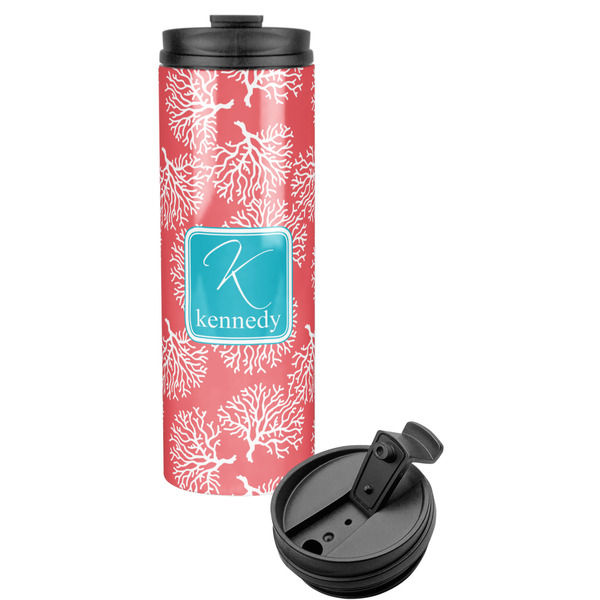 Custom Coral & Teal Stainless Steel Skinny Tumbler (Personalized)
