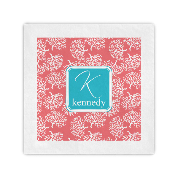 Custom Coral & Teal Cocktail Napkins (Personalized)