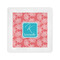 Coral & Teal Standard Cocktail Napkins - Front View