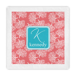 Coral & Teal Standard Decorative Napkins (Personalized)