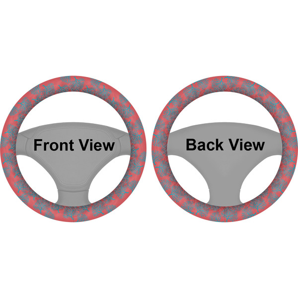 Coral & Teal Steering Wheel Cover- Front and Back