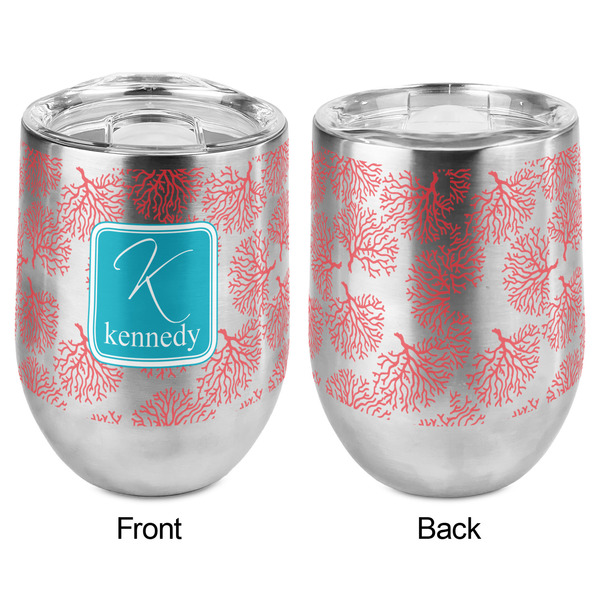 Coral & Teal Stemless Wine Tumbler - Full Print - Approval