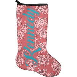 Coral & Teal Holiday Stocking - Single-Sided - Neoprene (Personalized)
