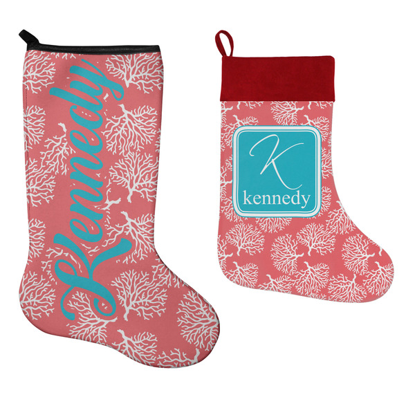 Coral & Teal Stockings - Side by Side compare