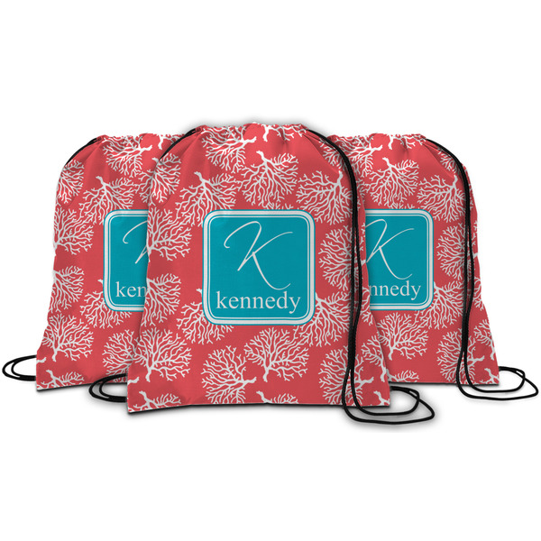 Coral & Teal String Backpack - MAIN