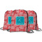 Coral & Teal String Backpack - MAIN