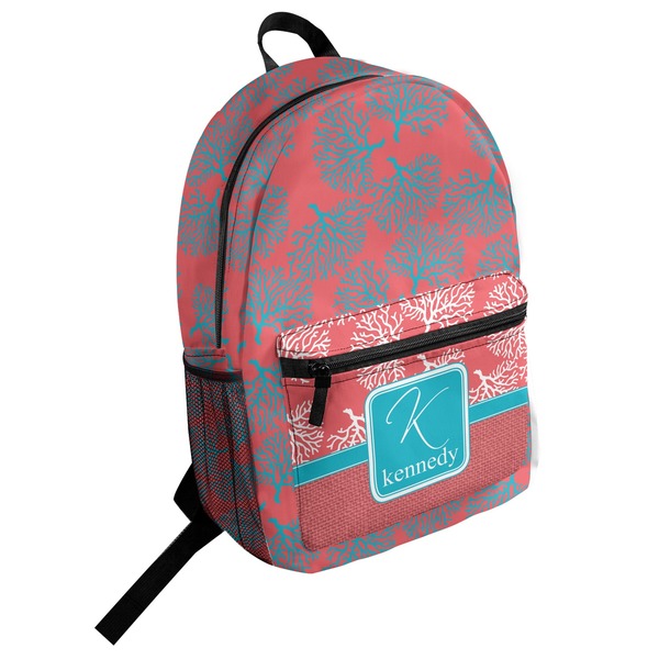 Custom Coral & Teal Student Backpack (Personalized)