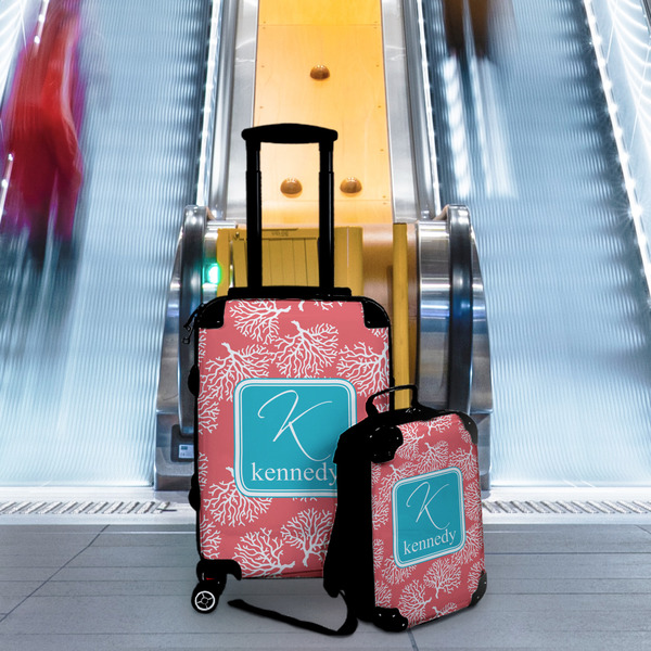 Coral & Teal Suitcase Set 4 - IN CONTEXT