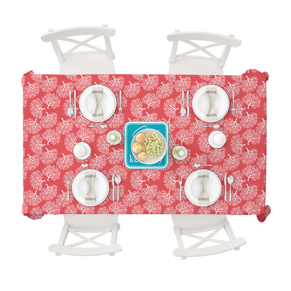 Coral & Teal Tablecloths (58"x102") - TOP VIEW