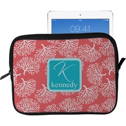 Coral & Teal Tablet Case / Sleeve - Large (Personalized)