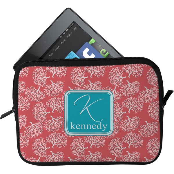 Custom Coral & Teal Tablet Case / Sleeve - Small (Personalized)