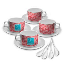 Coral & Teal Tea Cup - Set of 4 (Personalized)