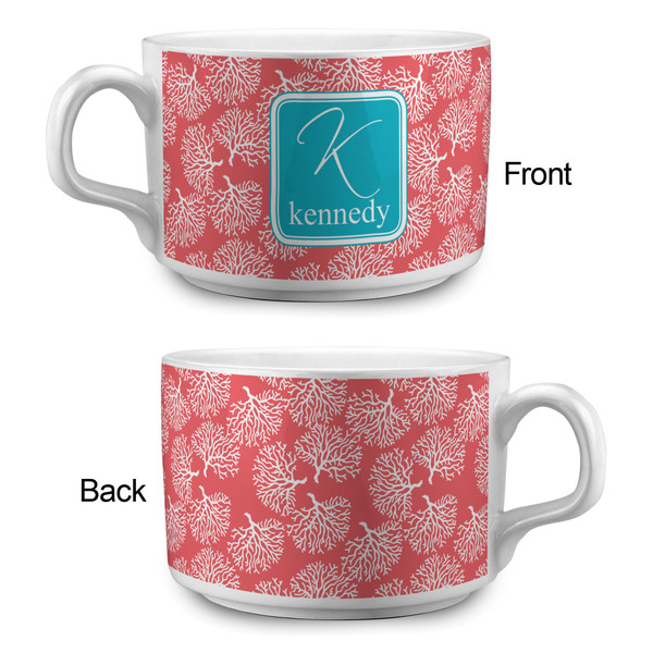 Coral & Teal Tea Cup - Single Apvl
