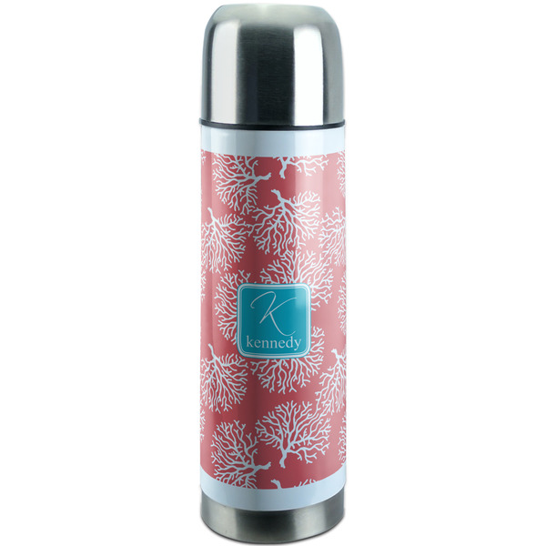 Custom Coral & Teal Stainless Steel Thermos (Personalized)