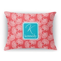 Coral & Teal Rectangular Throw Pillow Case - 12"x18" (Personalized)