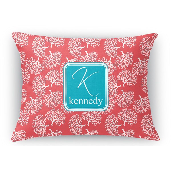 Custom Coral & Teal Rectangular Throw Pillow Case - 12"x18" (Personalized)