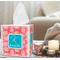 Coral & Teal Tissue Box - LIFESTYLE