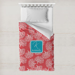 Coral & Teal Toddler Duvet Cover w/ Name and Initial