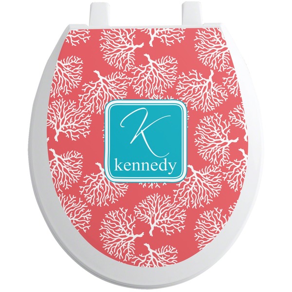 Custom Coral & Teal Toilet Seat Decal (Personalized)
