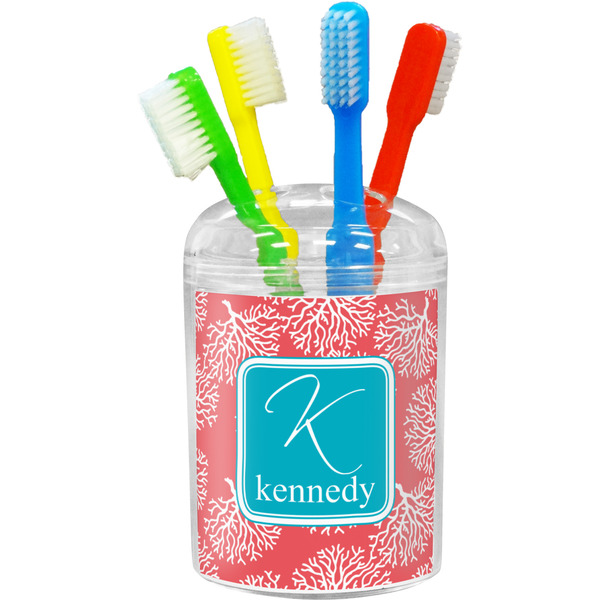 Custom Coral & Teal Toothbrush Holder (Personalized)