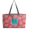 Coral & Teal Tote w/Black Handles - Front View