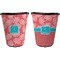 Coral & Teal Trash Can Black - Front and Back - Apvl