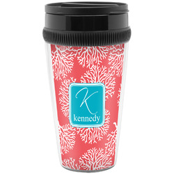 Coral & Teal Acrylic Travel Mug without Handle (Personalized)