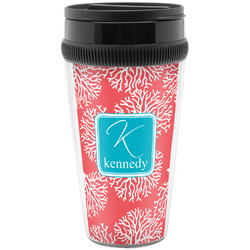 Coral & Teal Acrylic Travel Mug without Handle (Personalized)