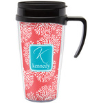 Coral & Teal Acrylic Travel Mug with Handle (Personalized)