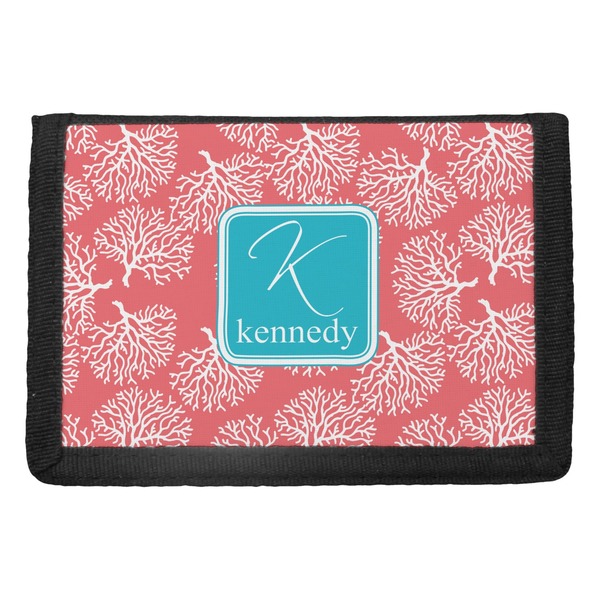 Custom Coral & Teal Trifold Wallet (Personalized)