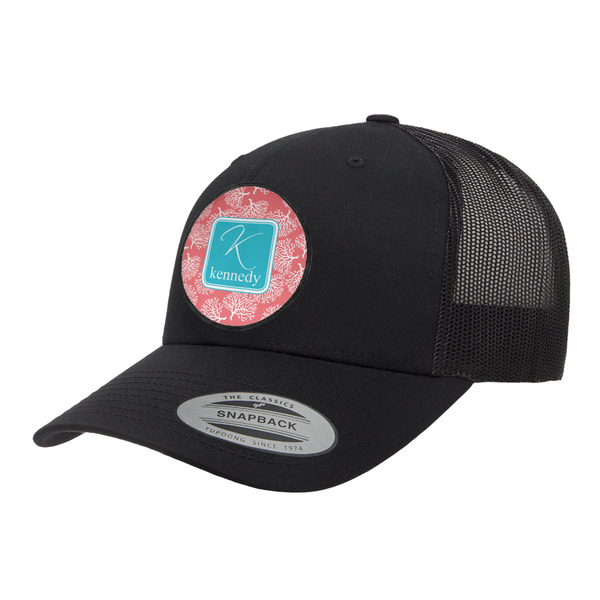 Custom Coral & Teal Trucker Hat - Black (Personalized)