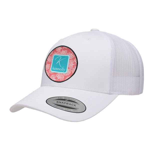 Custom Coral & Teal Trucker Hat - White (Personalized)