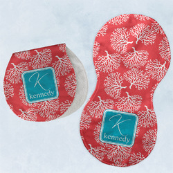Coral & Teal Burp Pads - Velour - Set of 2 w/ Name and Initial