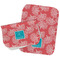 Coral & Teal Two Rectangle Burp Cloths - Open & Folded