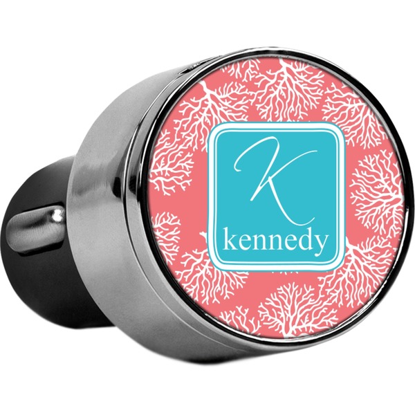Custom Coral & Teal USB Car Charger (Personalized)