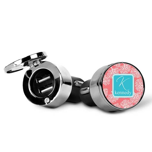 Coral & Teal USB Car Charger
