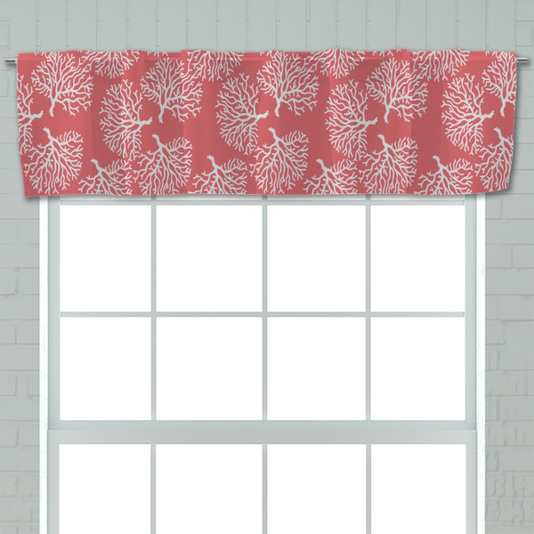Coral & Teal Valance - Closeup on window