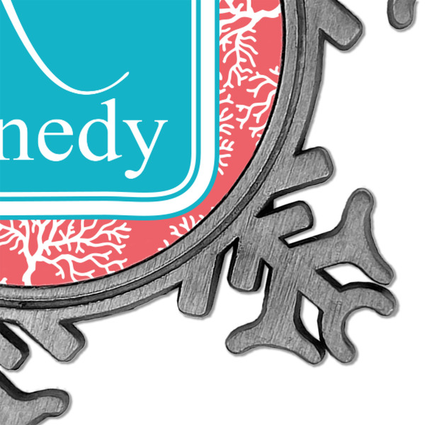 Coral & Teal Vintage Snowflake - Detail